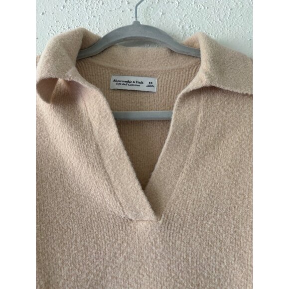 Abercrombie & Fitch Soft A&F Collection Semi Cropped XS Beige Collared Sweater - Picture 5 of 15